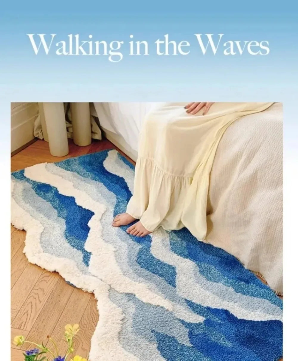 Marisyl Coastal Wave Tufted Rug Non Slip Floor Accent