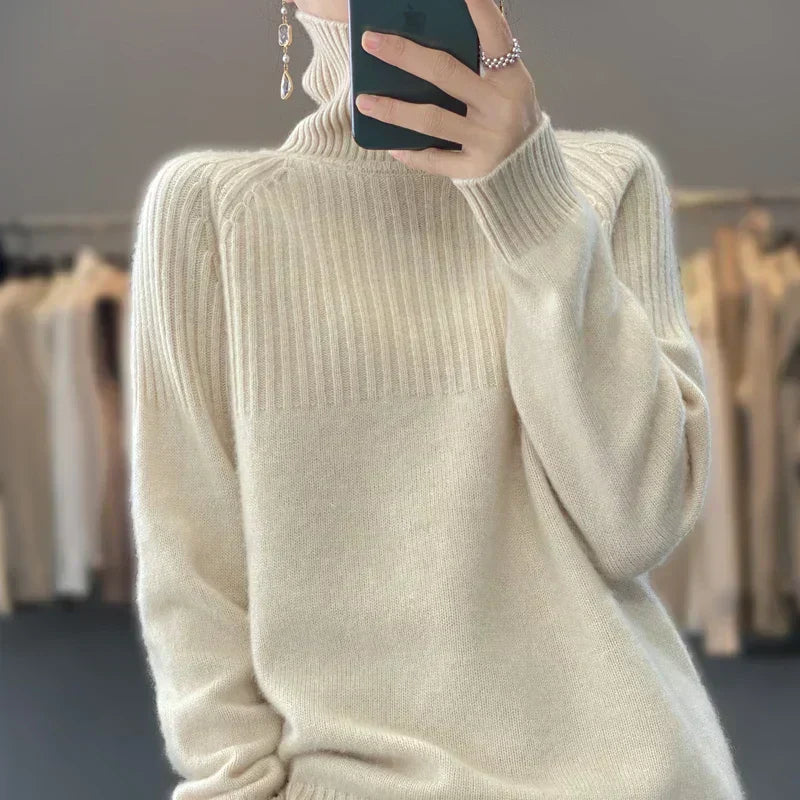 Verda Women's Premium Wool Soft Turtleneck Sweater