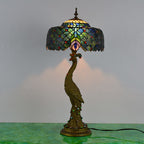 Aurena Tiffany-stil bordlampe med kuppelskjerm i flerfarget glass