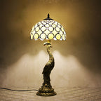 Aurena Tiffany-stil bordlampe med kuppelskjerm i flerfarget glass