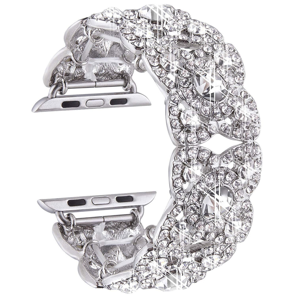 Petaluxe Floral Metal Link Band With Diamonds for Apple Watch