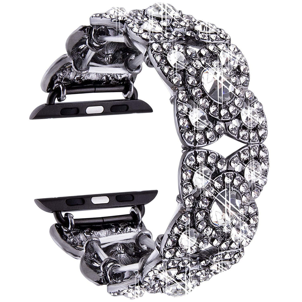 Petaluxe Floral Metal Link Band With Diamonds for Apple Watch