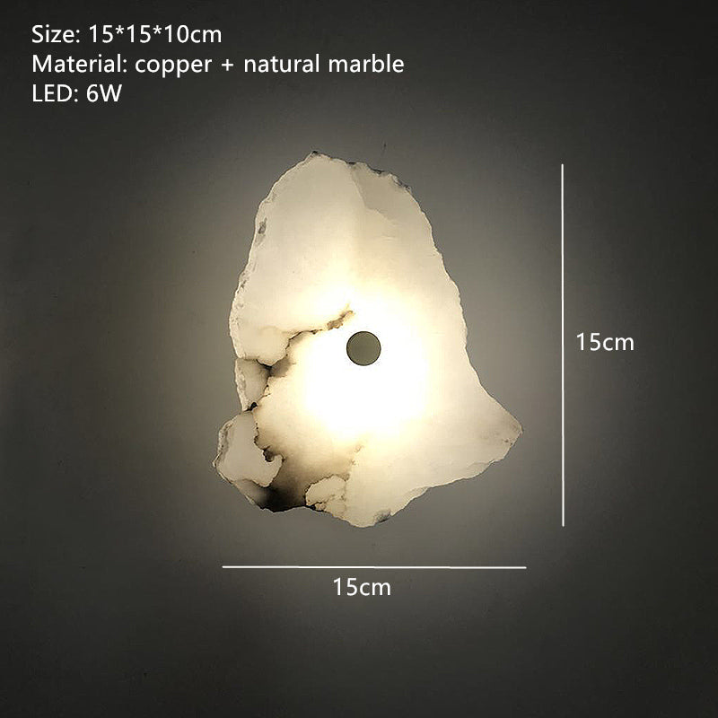 Copper Accented Aurora Marble LED Wall Sconce For Elegant Interiors