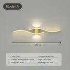 Lampada da parete LED NovaArc a doppia curva con telecomando, nero e oro