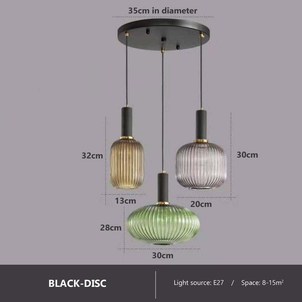 Lámpara colgante de vidrio vibrante con luz LED para salas de estar y dormitorios
