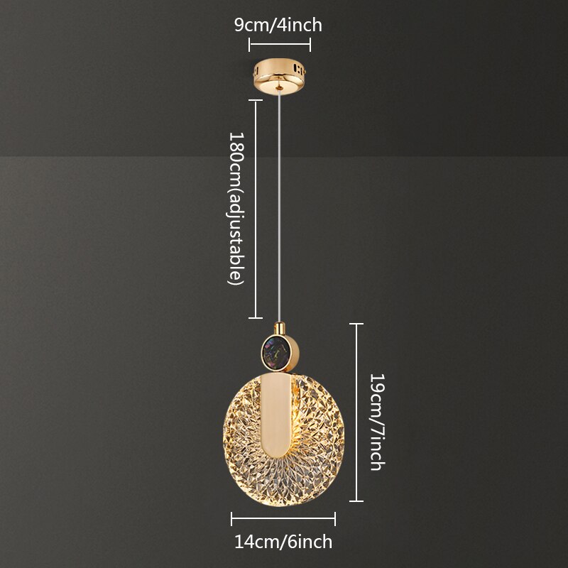 Aurelia Pendelleuchte mit LED-Kristall in Gold für Wohnbereiche