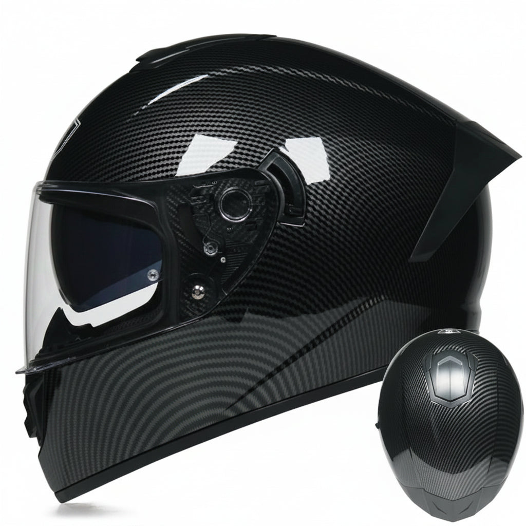 Helhjälm för racingmotorcykel med dubbla visir