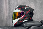 Casque de moto intégral rabattable avec double lentille et aileron arrière aérodynamique, certifié DOT