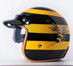 Retro Bee Open-Face Motorcycle Helmet with Built-In Visor