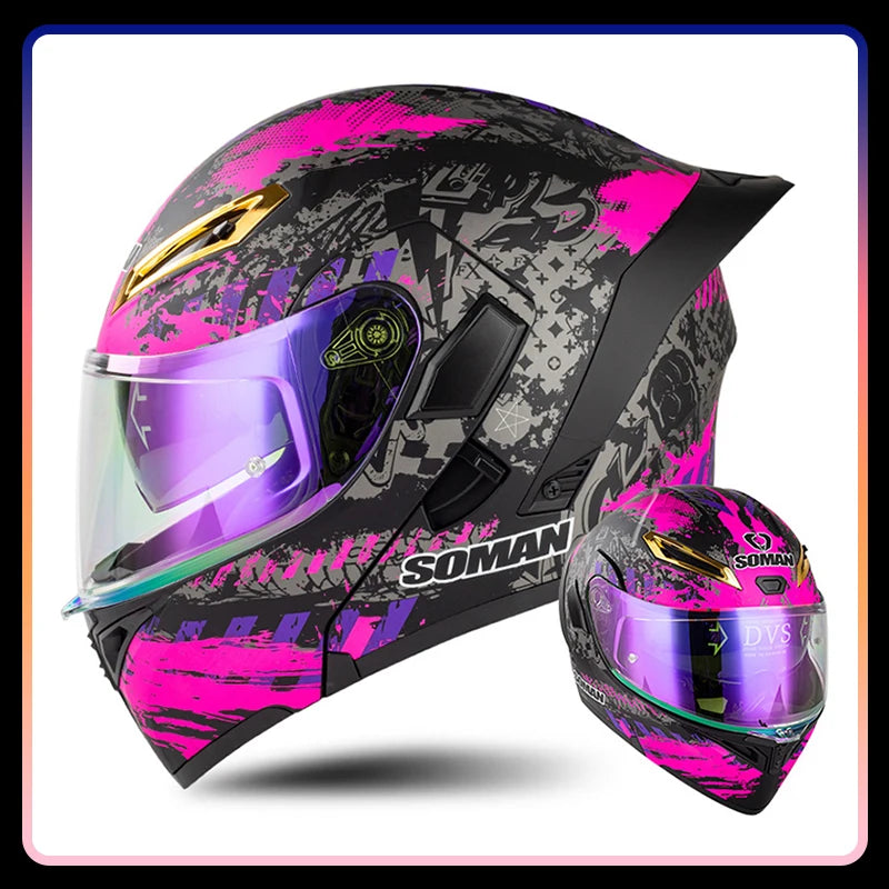 Modular Full-Face Motorcycle Helmet with Dual Visor