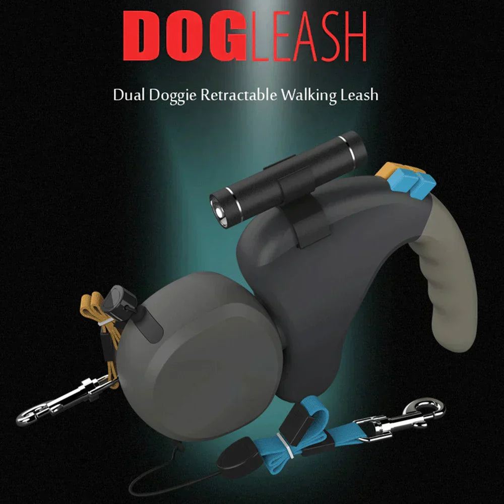 AeroTrail 360 Degree Dual Dog Leash Retractable Walking Lead