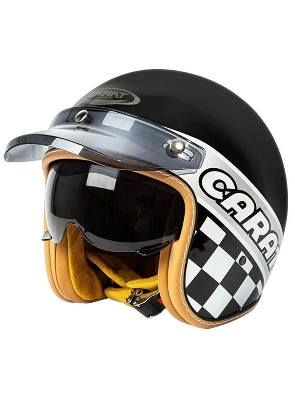Vintage Open-Face Motorcycle Helmet with Sun Visor