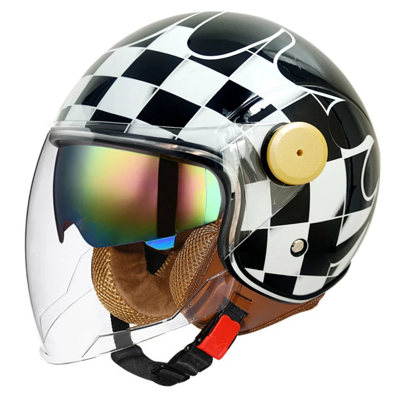 3/4 Open-Face Motorcycle Helmet with Windproof Lens