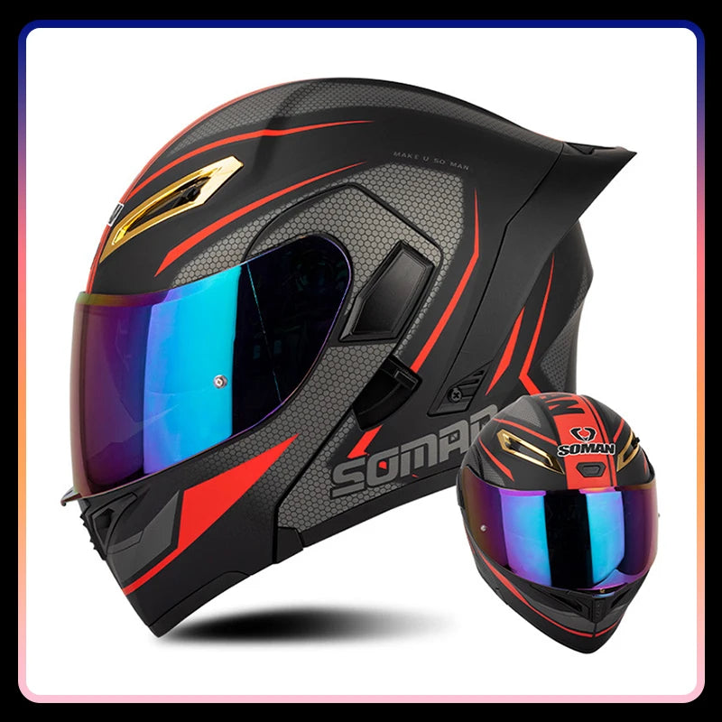 Modular Full-Face Motorcycle Helmet with Dual Visor