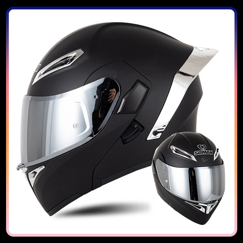 Modular Full-Face Motorcycle Helmet with Dual Visor