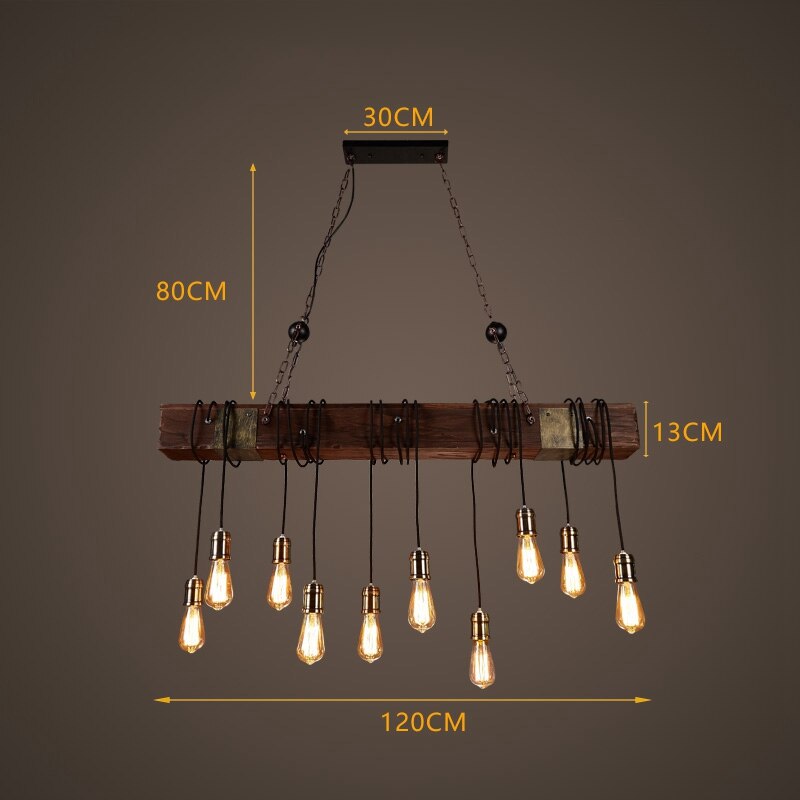Wood Ceiling Light With LED Illumination In Industrial Antique Style For Modern Interiors