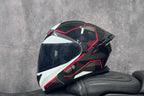 Casque de moto intégral rabattable avec double lentille et aileron arrière aérodynamique, certifié DOT
