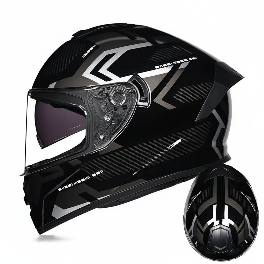 Full-Face Racing Motorcycle Helmet with Dual Visor