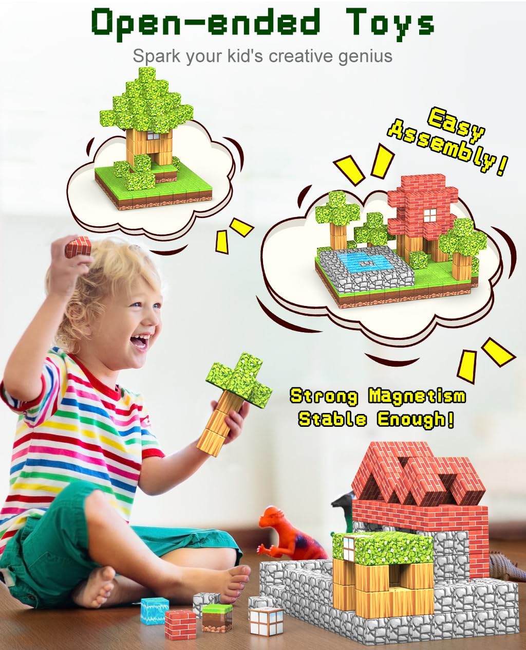 Set Blok Magnetik STEM Untuk Kanak-Kanak Kit Pembelajaran Kreatif