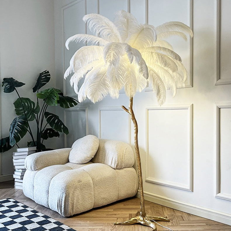 AstraLoom Straußenfeder-LED-Lampe mit verstellbarer Höhe und sanftem Leuchten