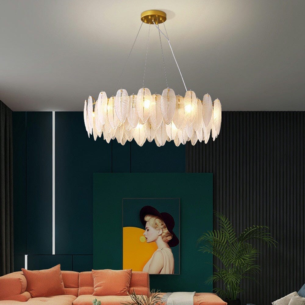 Coleção de Decoração para Salas de Estar com Candeeiro de Teto Elegante com Penas