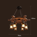Wood Ceiling Light With LED Illumination In Industrial Antique Style For Modern Interiors
