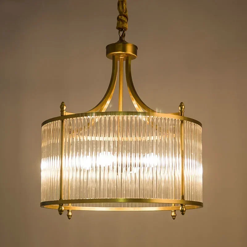 Lampadario in vetro dorato Elowen per decorazione soggiorno
