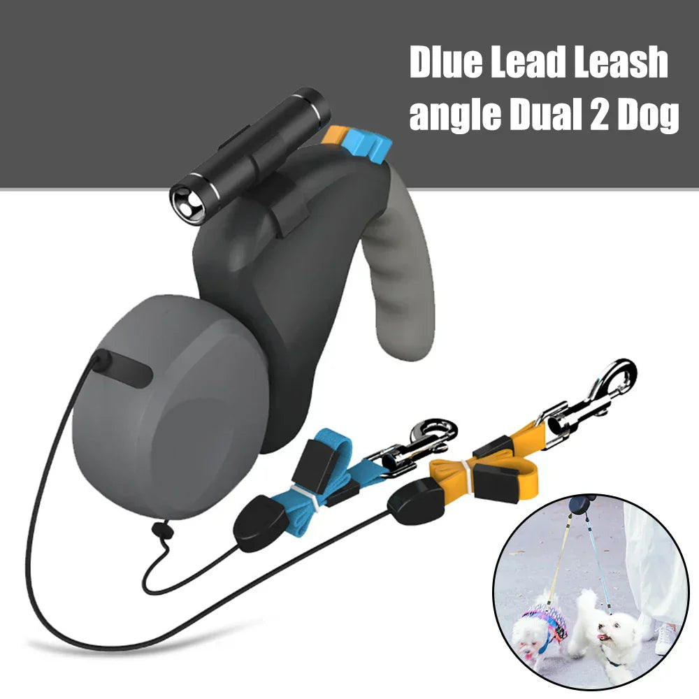 AeroTrail 360 Degree Dual Dog Leash Retractable Walking Lead