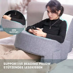 Ergonomisk pude til læsning med armlæn og kerne af memoryskum til seng eller skrivebord