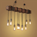 Wood Ceiling Light With LED Illumination In Industrial Antique Style For Modern Interiors