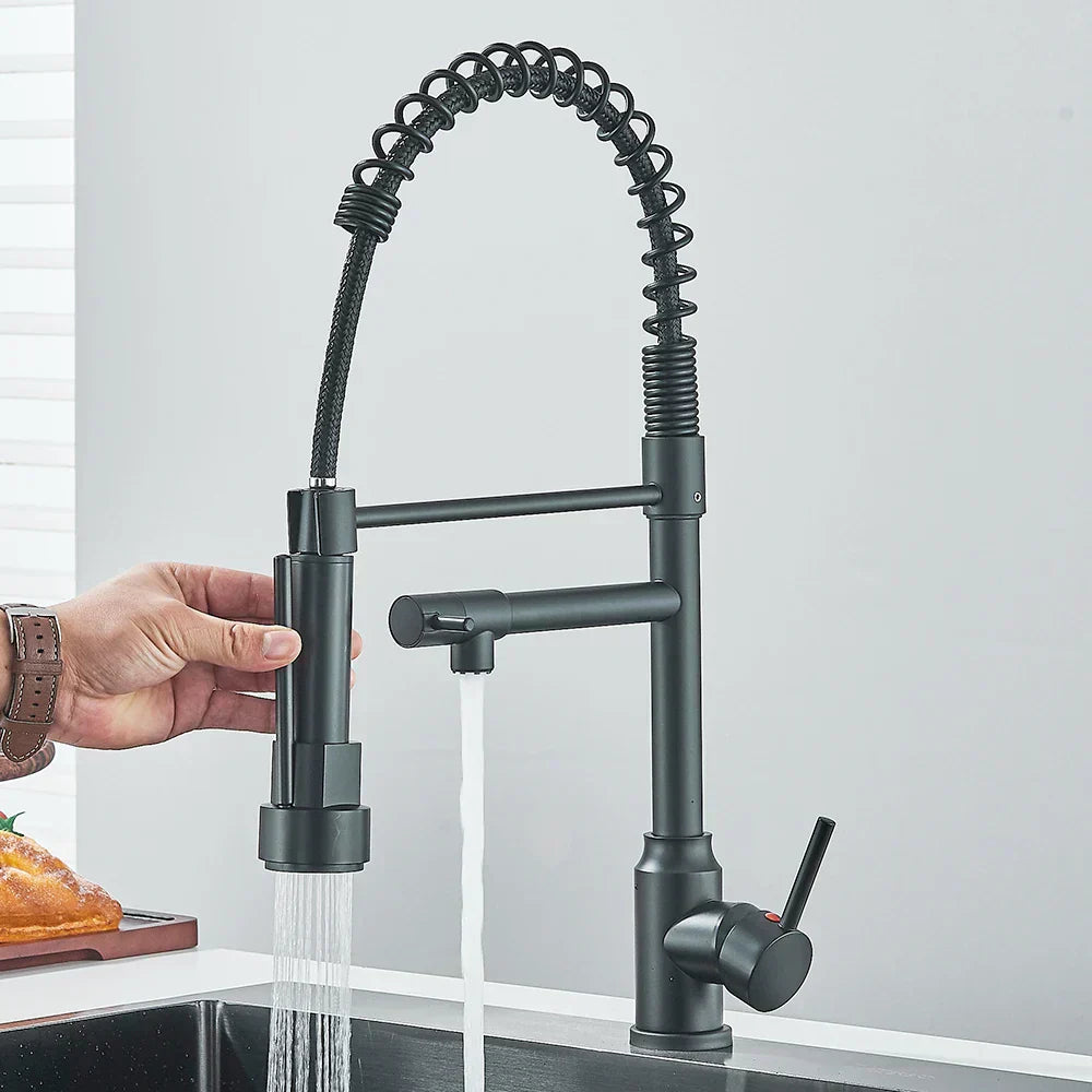 FluxSpout Twin Kitchen Mixer Tap With Spring Spout