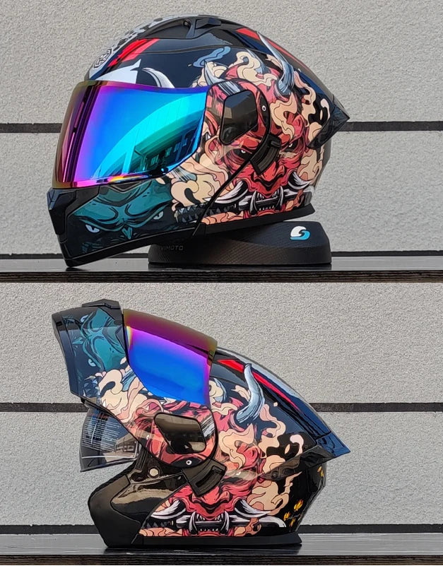 Flip Front Full Face Motorcycle Helmet With Two-Lens Shield DOT Approved