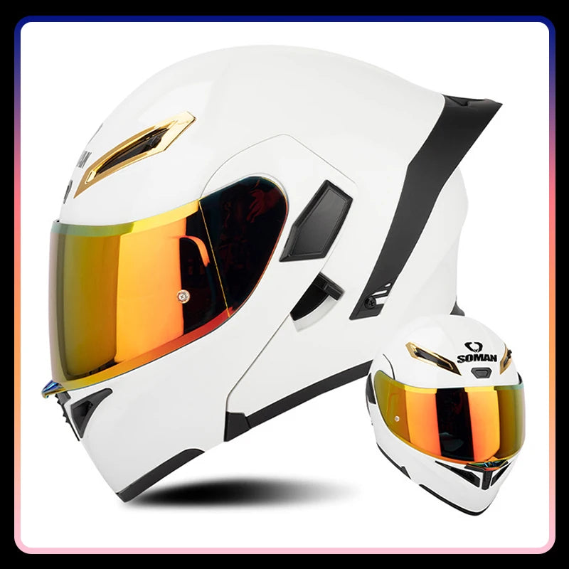 Modular Full-Face Motorcycle Helmet with Dual Visor