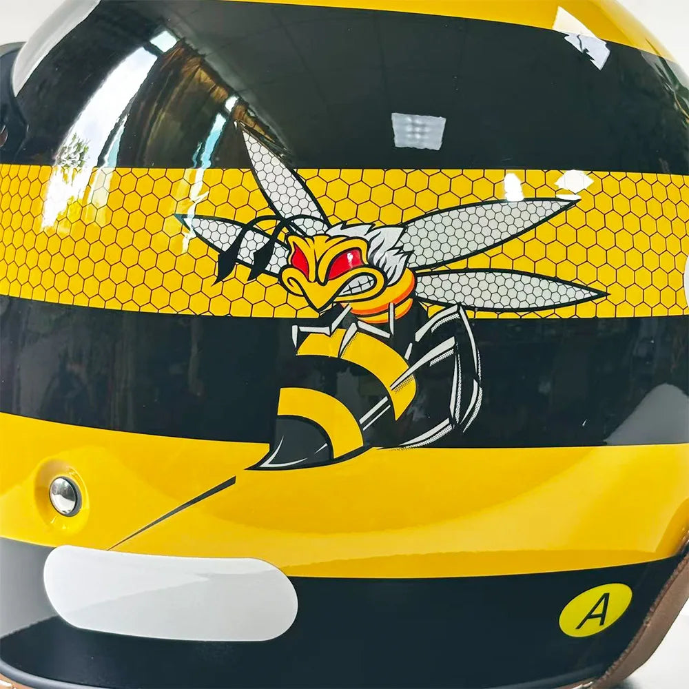 Retro Bee Open-Face Motorcycle Helmet with Built-In Visor