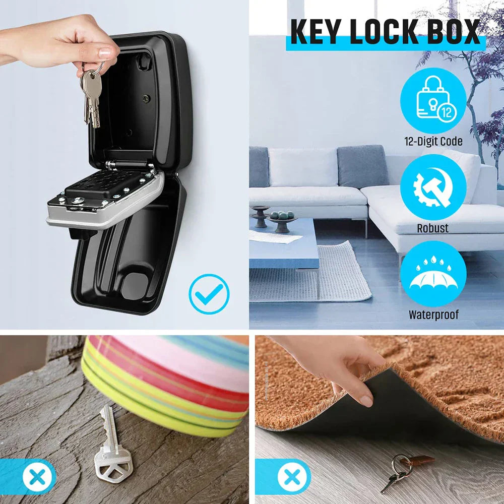 Seif Exterior pentru Chei KeyGuard cu Montare pe Perete, Rezistent la Intemperii