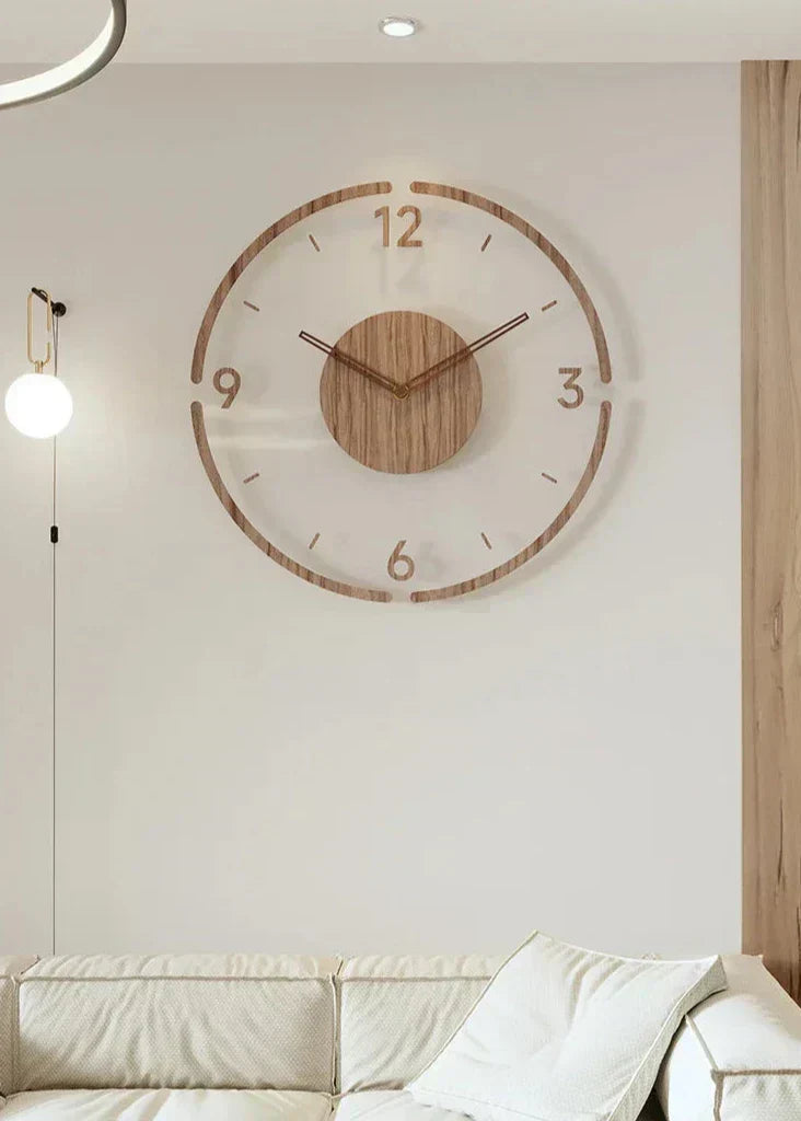 Orologio da parete Aeron minimalista in legno massello con movimento al quarzo silenzioso