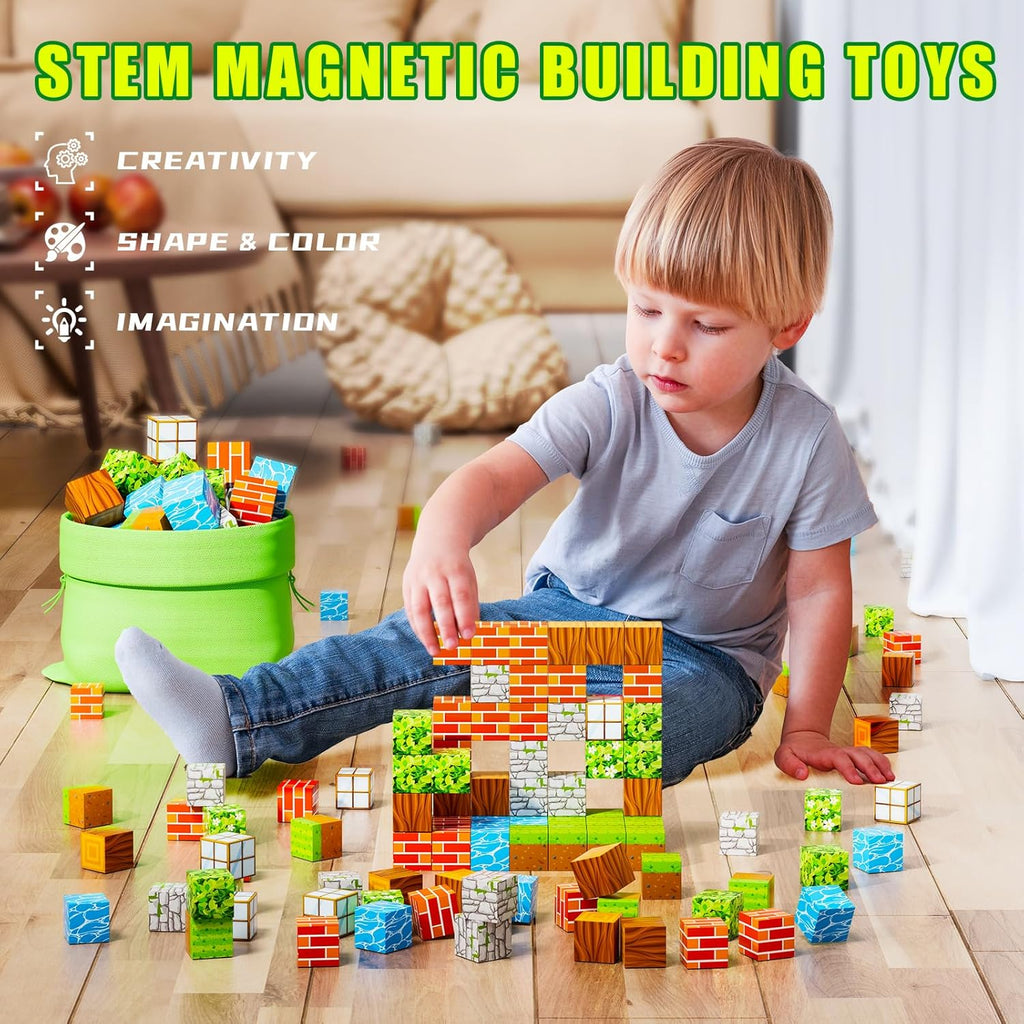 Set Blok Magnetik STEM Untuk Kanak-Kanak Kit Pembelajaran Kreatif