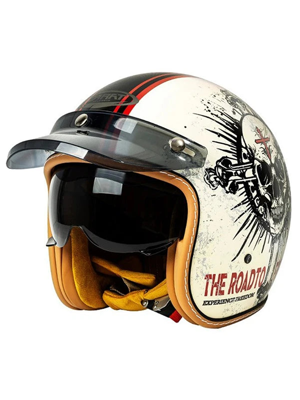 Vintage Open-Face Motorcycle Helmet with Sun Visor