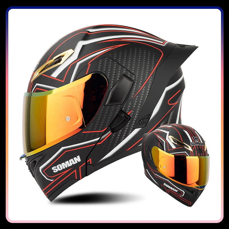 Modular Full-Face Motorcycle Helmet with Dual Visor