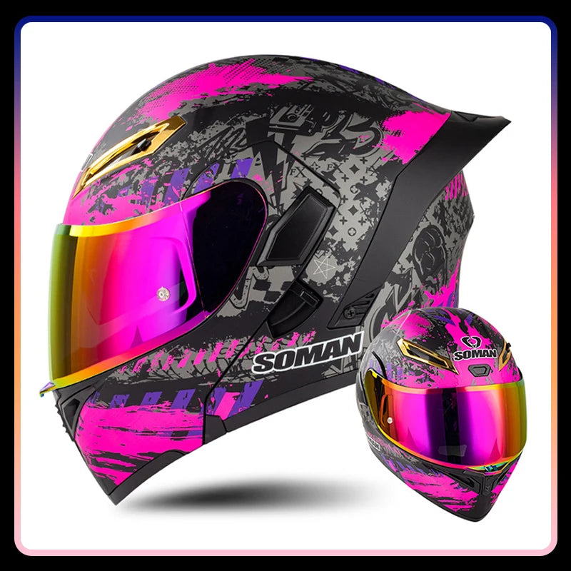 Modular Full-Face Motorcycle Helmet with Dual Visor