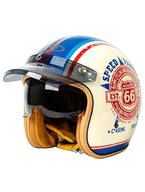 Vintage Open-Face Motorcycle Helmet with Sun Visor