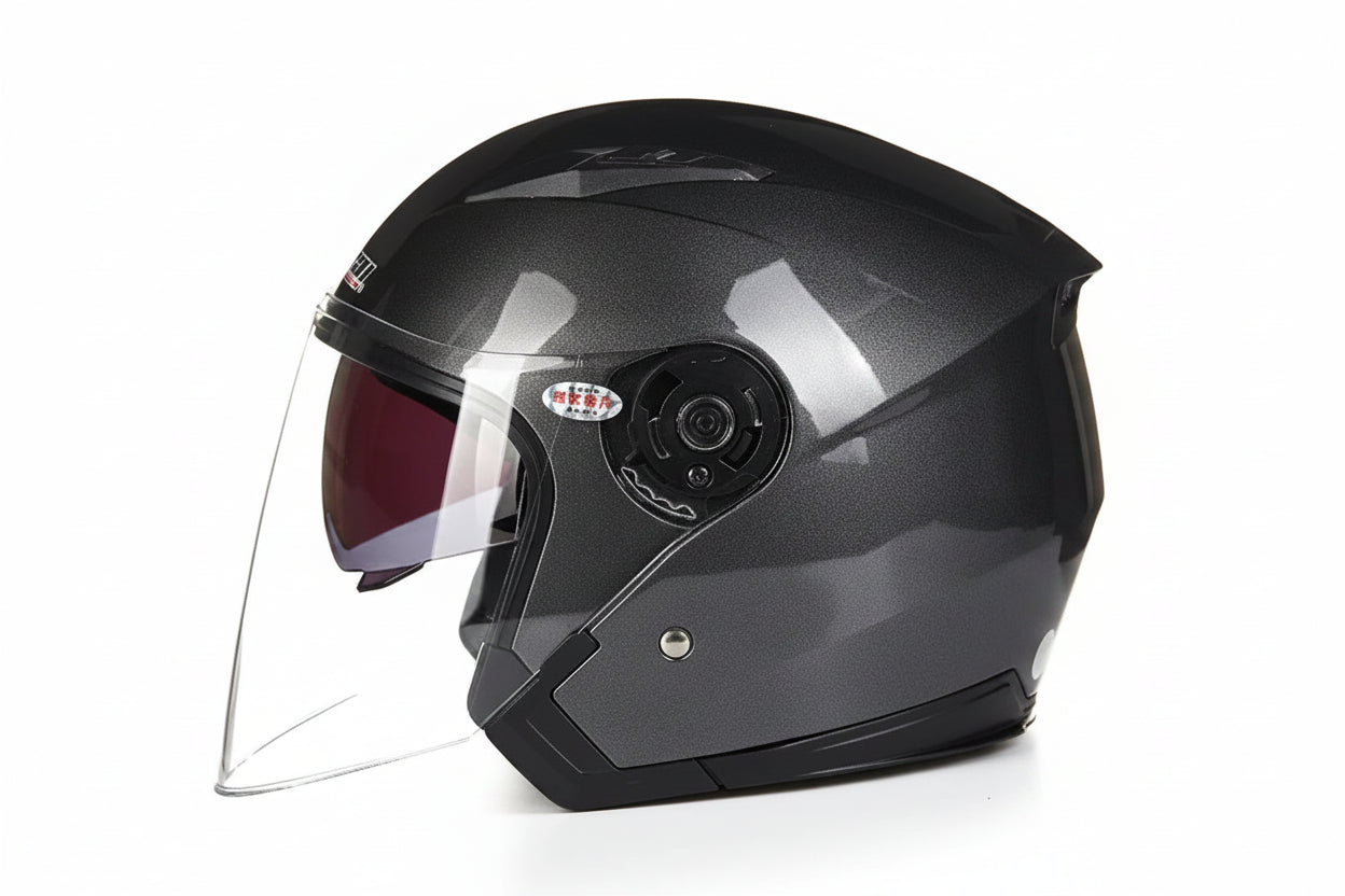 Dual-Visor Half Motorcycle Helmet - DOT Certified