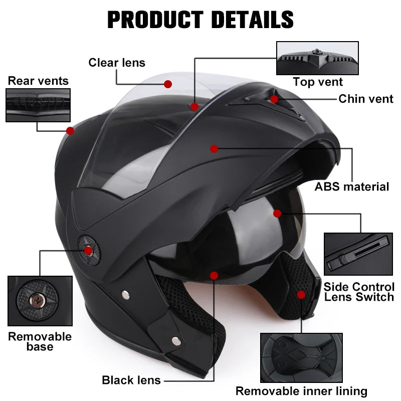 DOT Certified Dual-Visor Modular Motorcycle Helmet