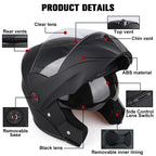DOT Certified Dual-Visor Modular Motorcycle Helmet
