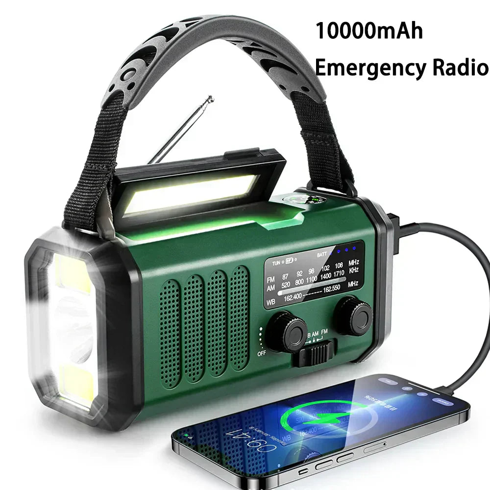 Radio de emergencia solar con manivela SolioGuard y banco de baterías NOAA
