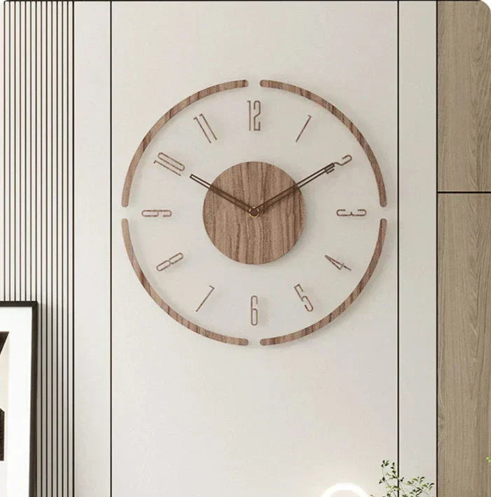 Orologio da parete Aeron minimalista in legno massello con movimento al quarzo silenzioso