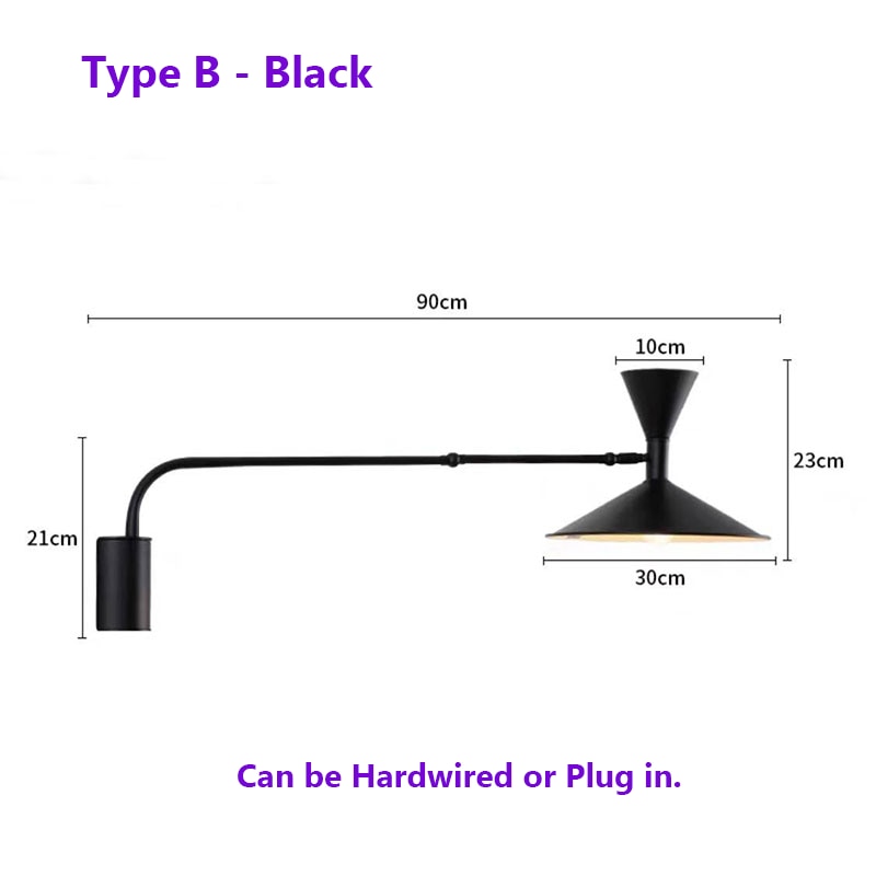 NovaSwing Modern Wall Lamp With Swing-Arm Plug-In Bedroom Decor