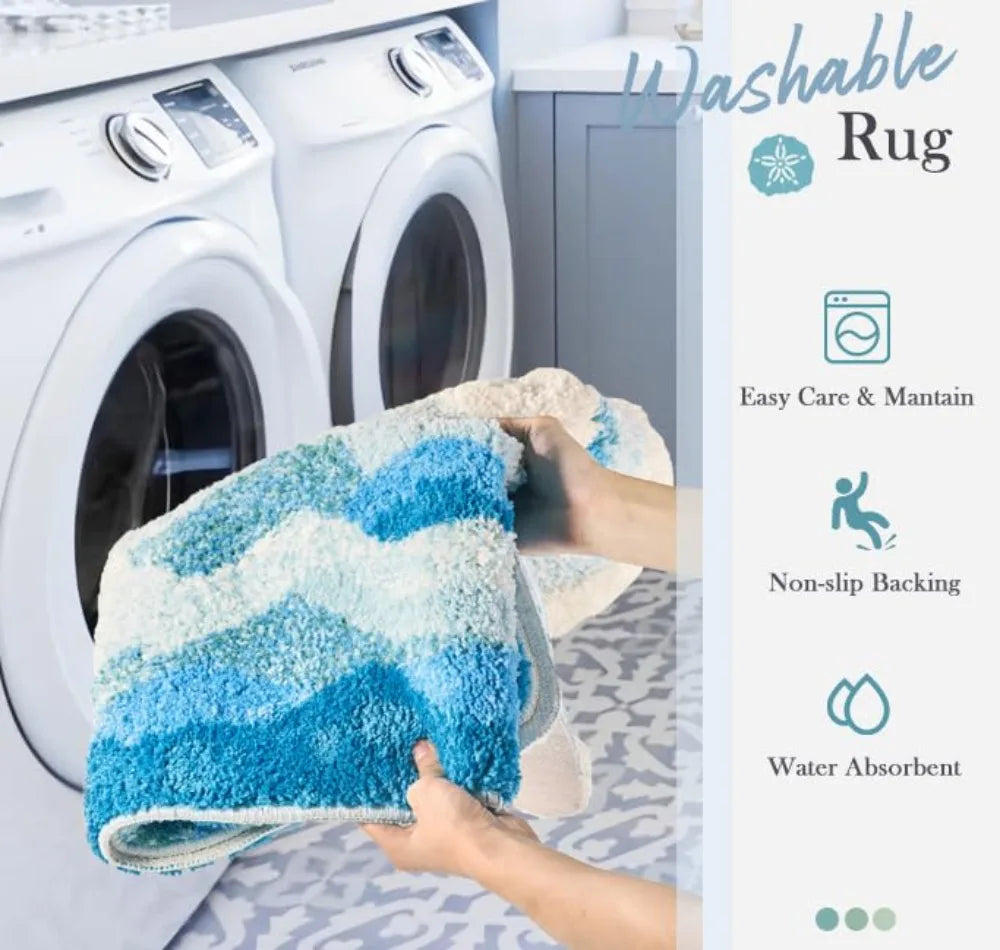 Marisyl Coastal Wave Tufted Rug Non Slip Floor Accent