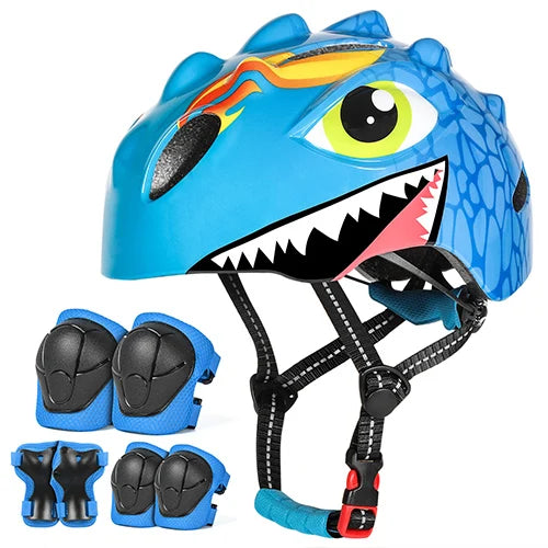 Conjunto de Proteção Infantil com Capacete de Ciclismo, Joelheiras e Cotoveleiras