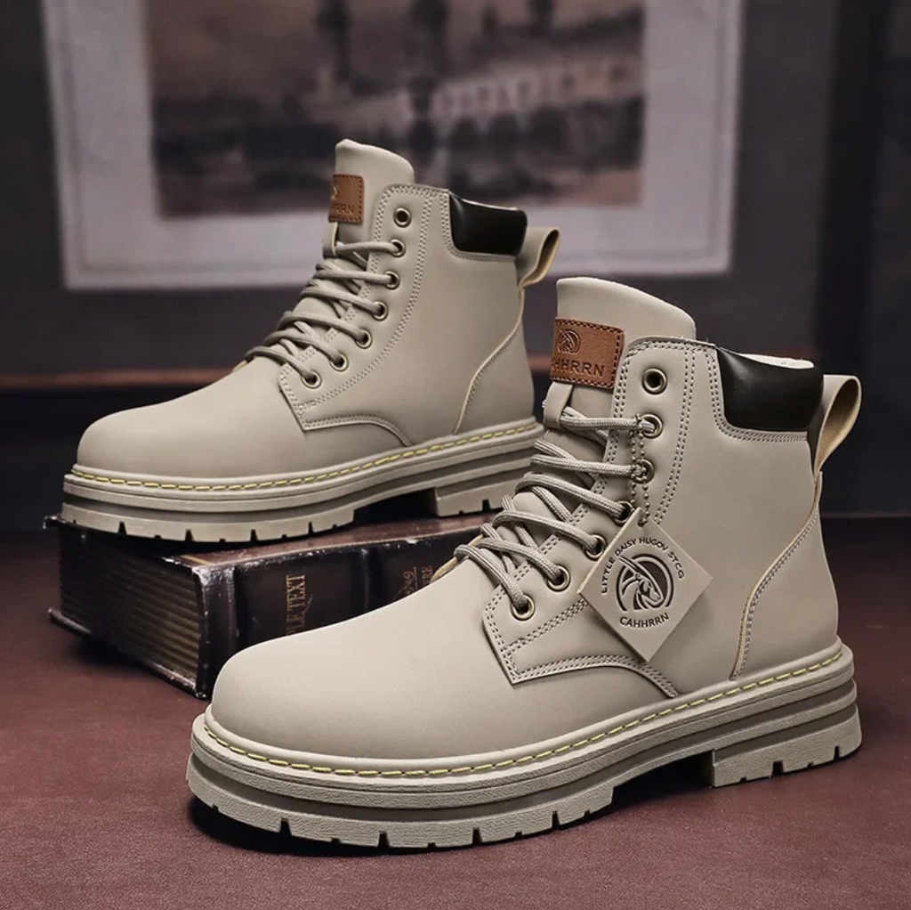 Comfortable Men's Lace-Up Boots – Leather Support Boots with Non-Slip Sole